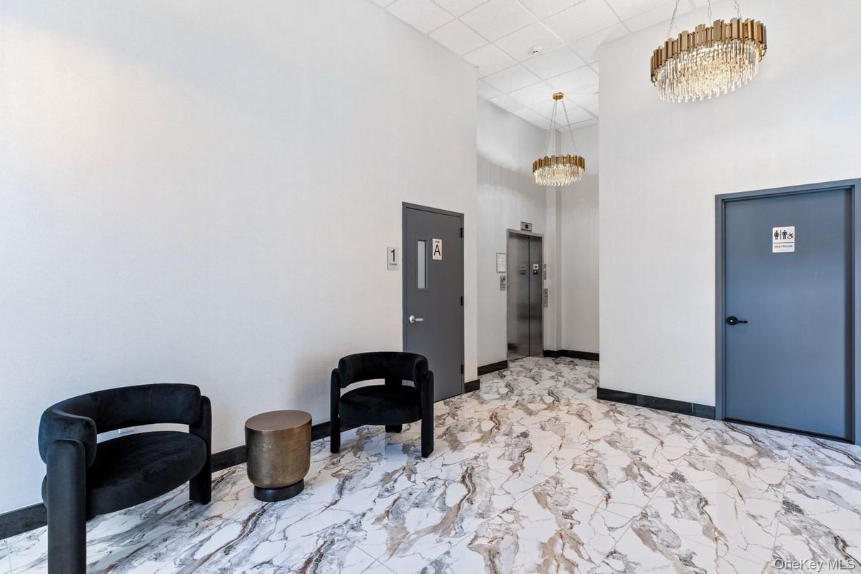 Chandelier, Elevator, Interior, Marble