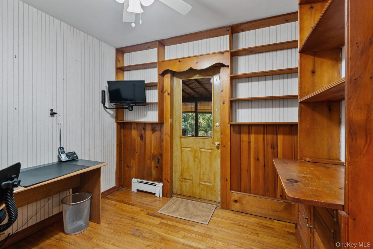 Home Office, Interior, Wood Texture Flooring, Wooden Walls
