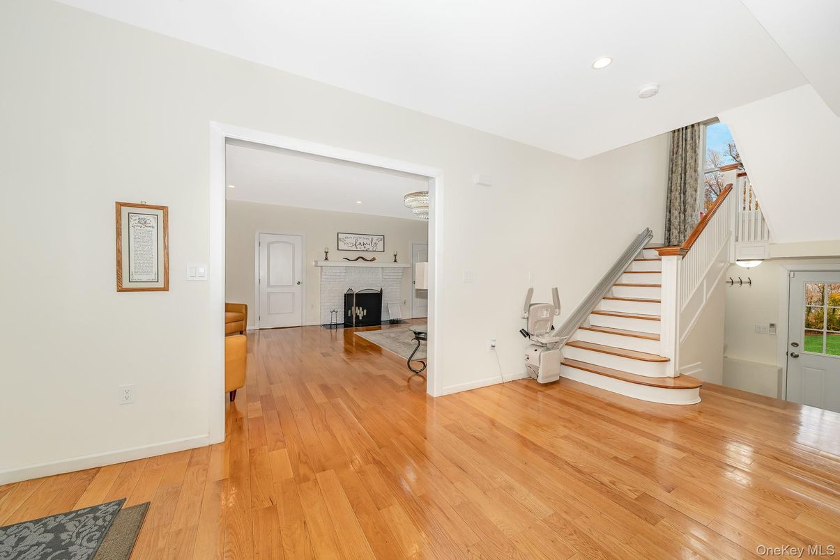 Empty room, Fireplace, Interior, Recessed Lighting, Wood Texture Flooring