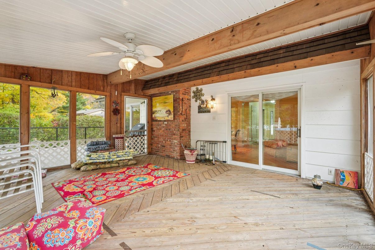 Interior, Stone Walls, Sun Room, Wood Texture Flooring