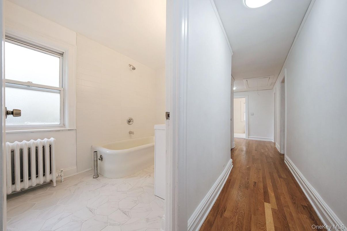 Bathroom, Interior, Marble, Recessed Lighting, Wood Texture Flooring