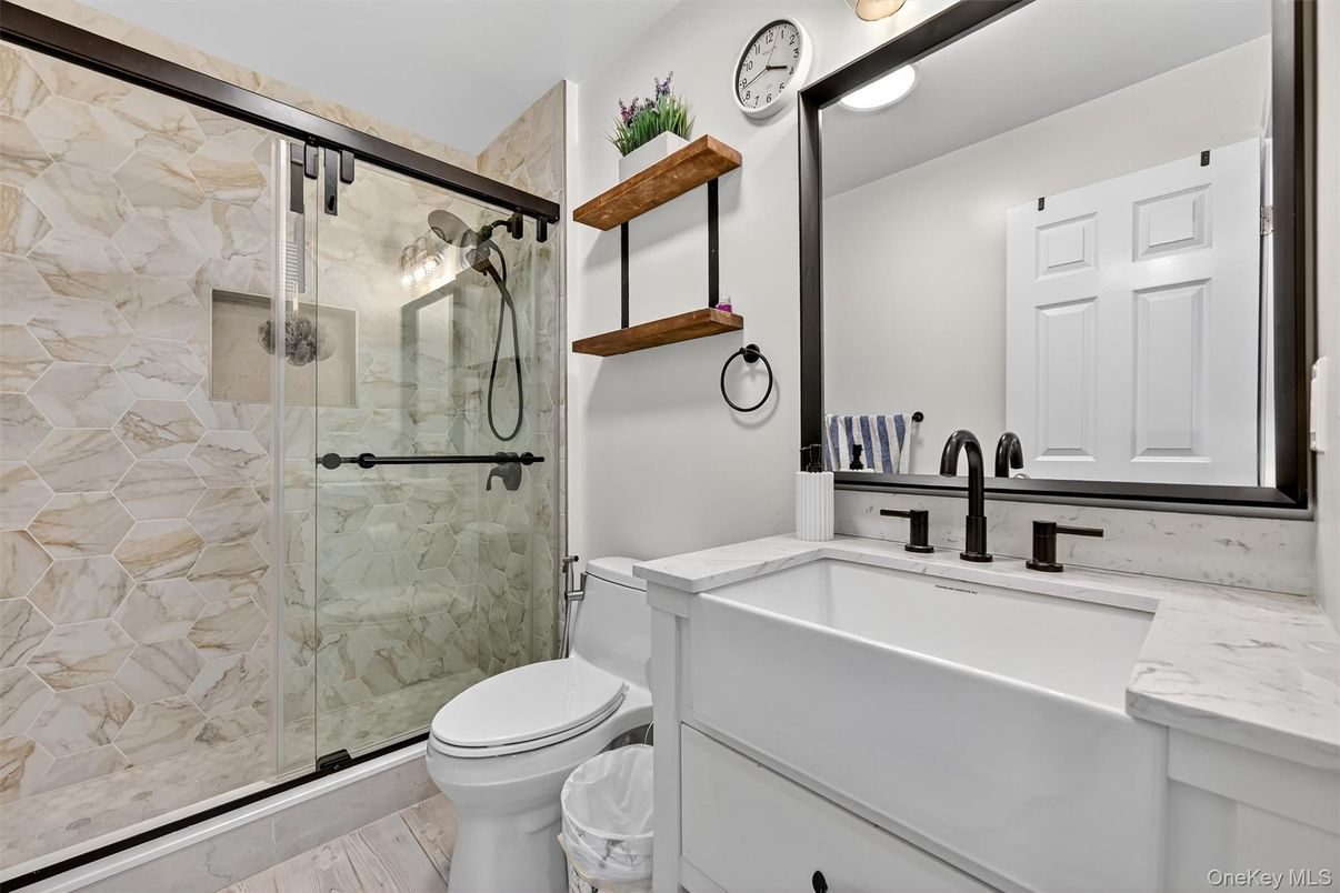 Bathroom, Glass Shower, Interior, Marble Walls