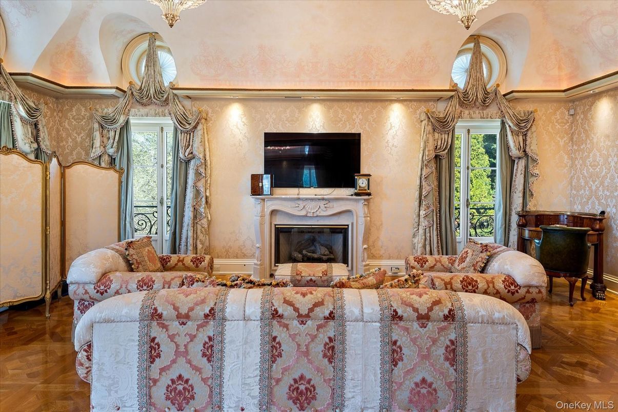 Chandelier, Fireplace, Interior, Living room, Wood Texture Flooring