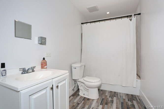 Bathroom, Interior, Recessed Lighting, Wood Texture Flooring