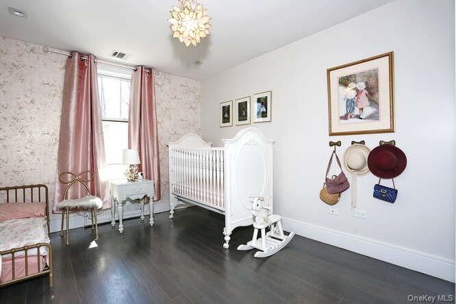 Bedroom, Chandelier, Interior, Wood Texture Flooring