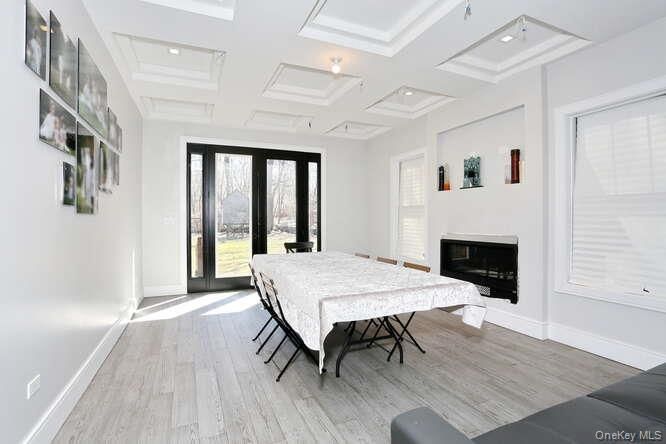 Bedroom, Fireplace, Interior, Recessed Lighting, Wood Texture Flooring