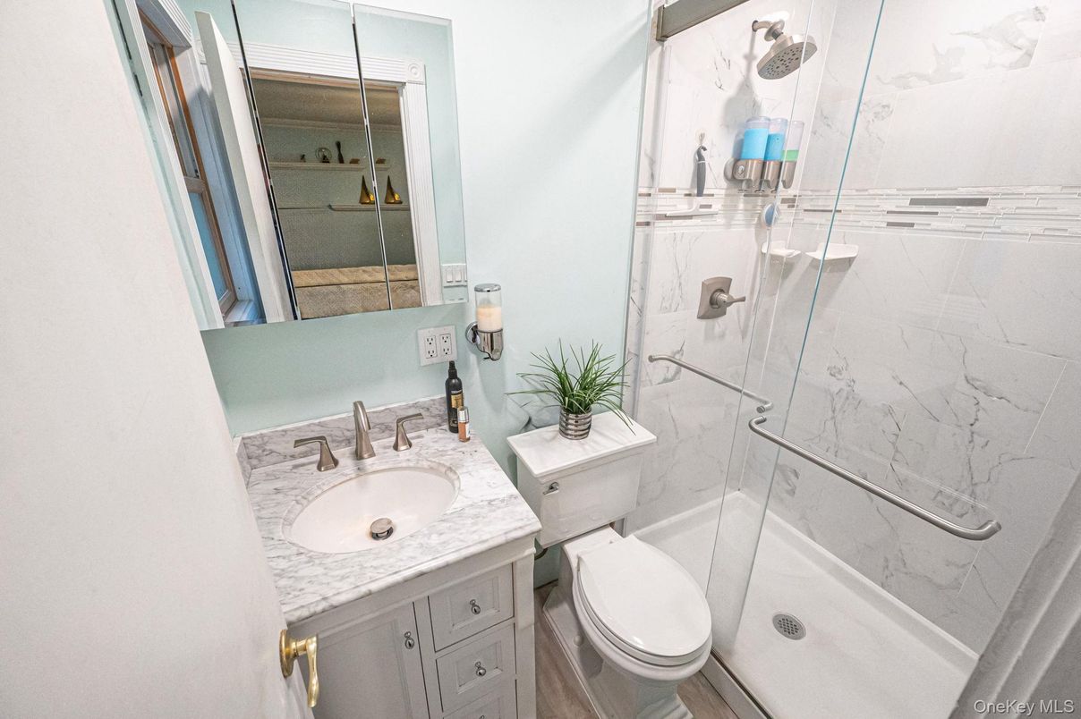 Bathroom, Glass Shower, Interior, Marble Walls