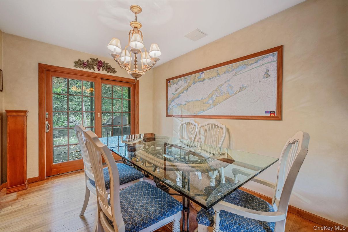 Chandelier, Dining room, Interior, Wood Texture Flooring