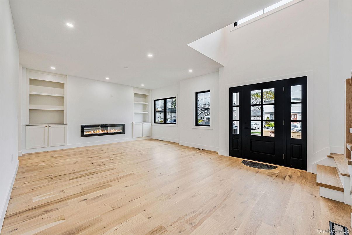 Fireplace, Interior, Recessed Lighting, Wood Texture Flooring