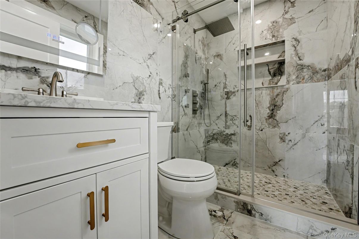 Bathroom, Glass Shower, Interior, Marble, Marble Walls