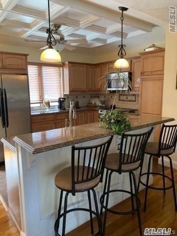 Interior, Kitchen, Pendant Lights, Stainless Steel Appliances, Wood Texture Flooring
