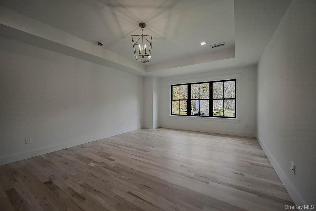 Empty room, Interior, Pendant Lights, Recessed Lighting, Wood Texture Flooring