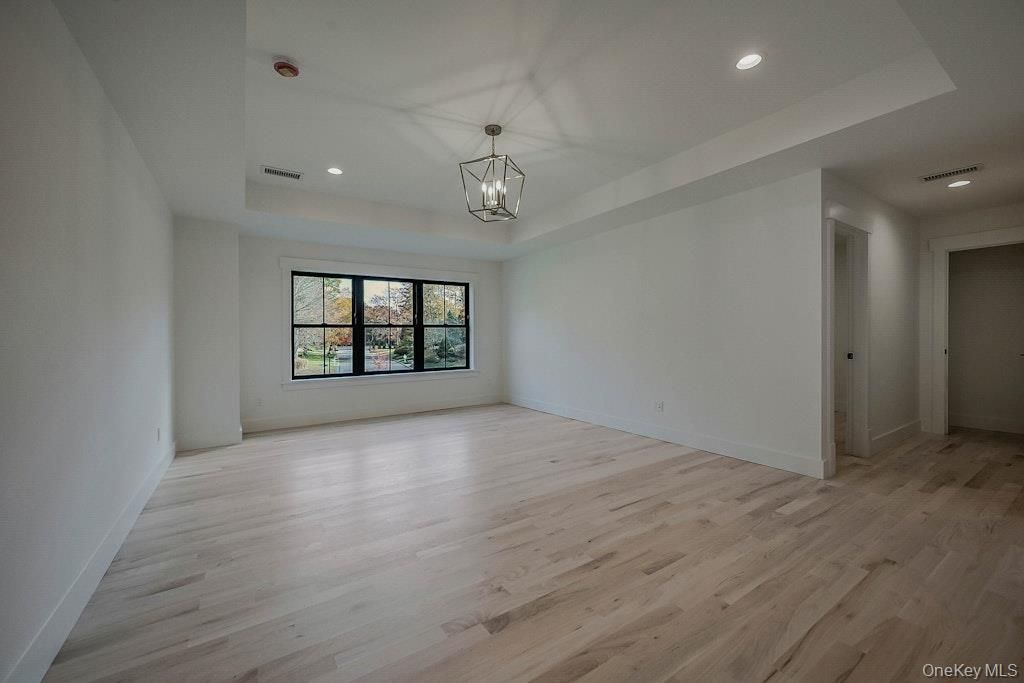 Empty room, Interior, Pendant Lights, Recessed Lighting, Wood Texture Flooring
