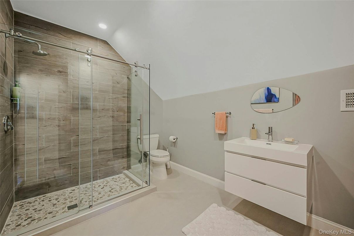 Bathroom, Glass Shower, Interior, Recessed Lighting