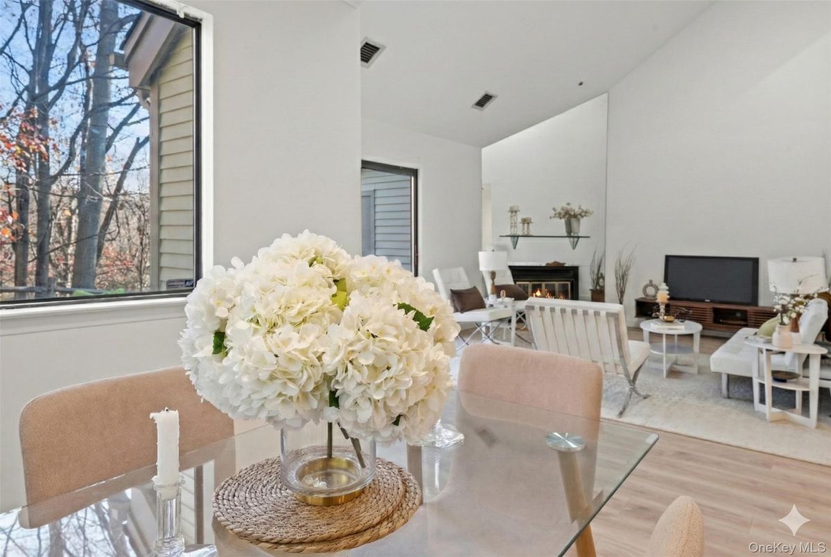 Dining room, Fireplace, Interior, Living room, Wood Texture Flooring