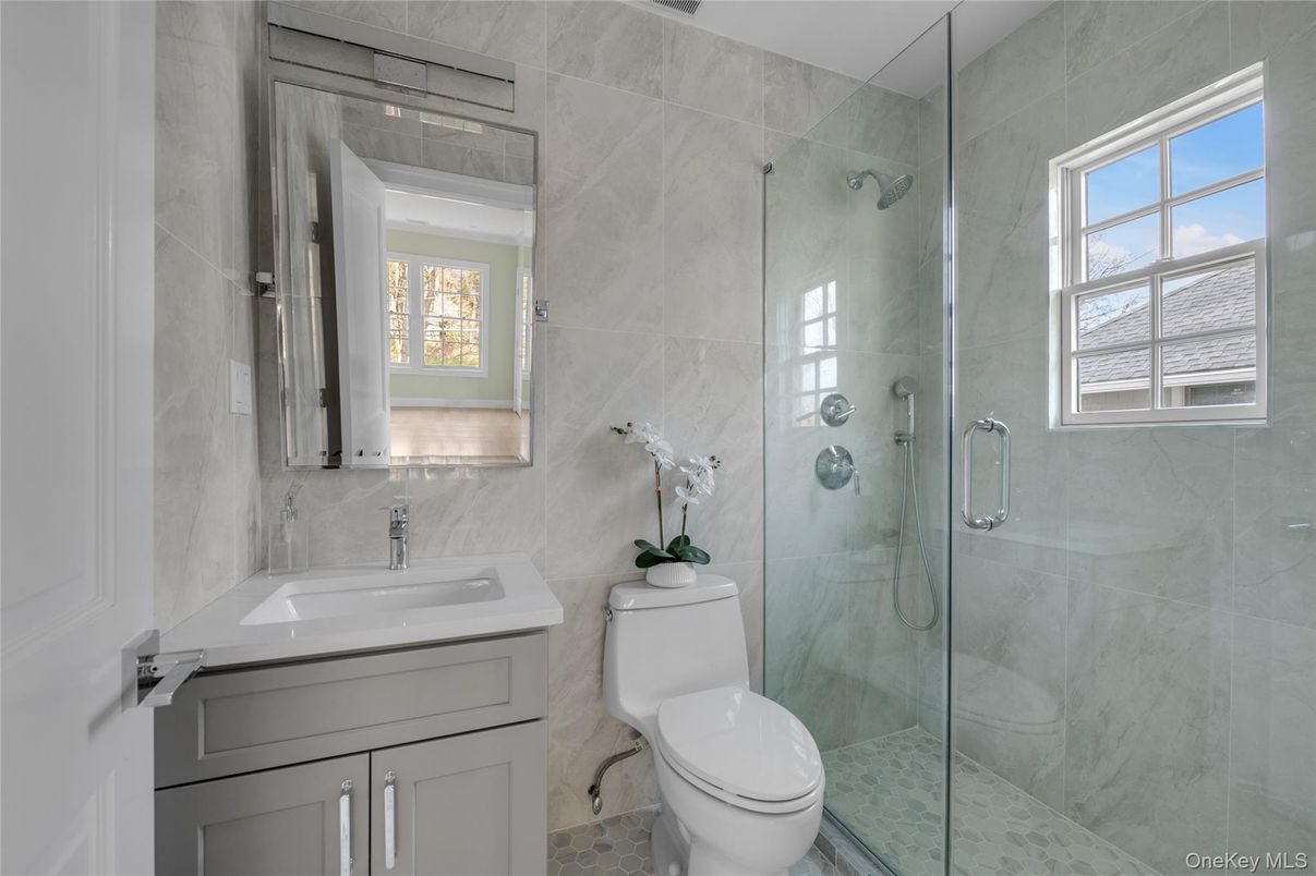 Bathroom, Glass Shower, Interior, Marble Walls