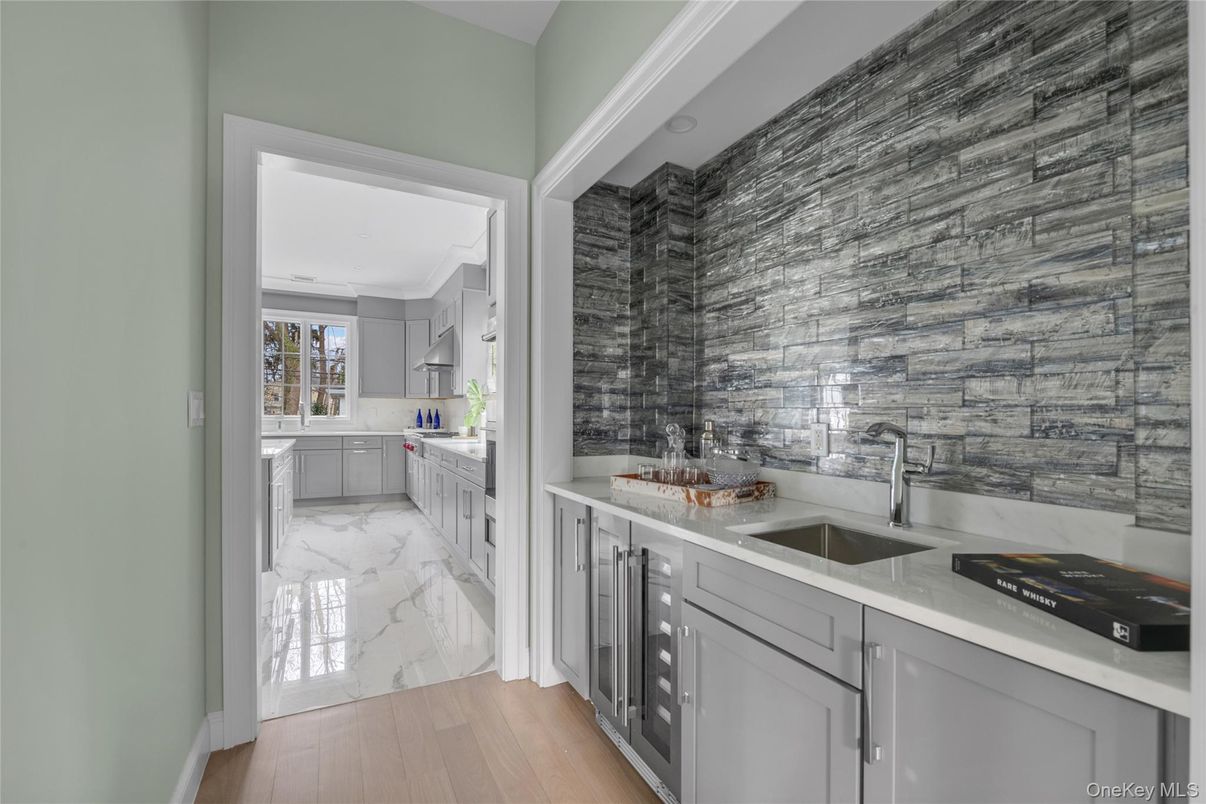 Interior, Kitchen, Marble, Stainless Steel Appliances, Wood Texture Flooring