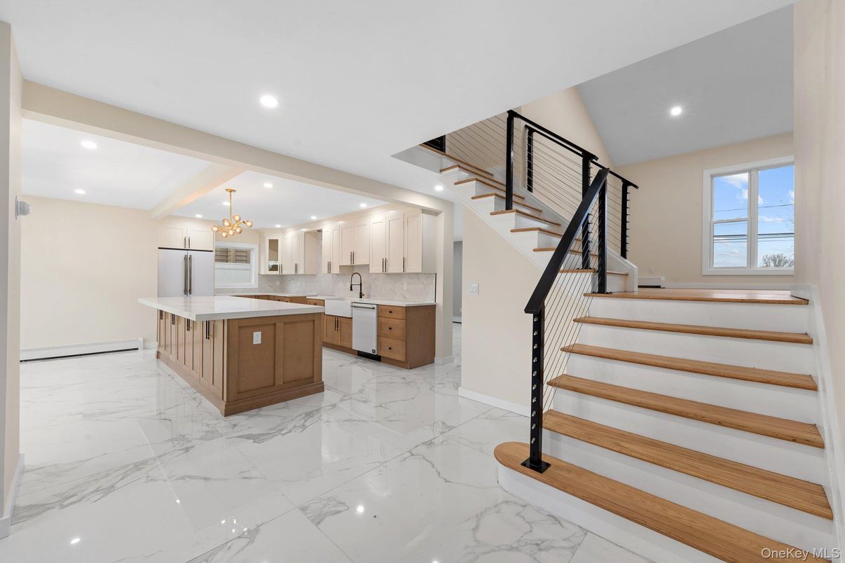 Chandelier, Interior, Kitchen, Marble, Recessed Lighting