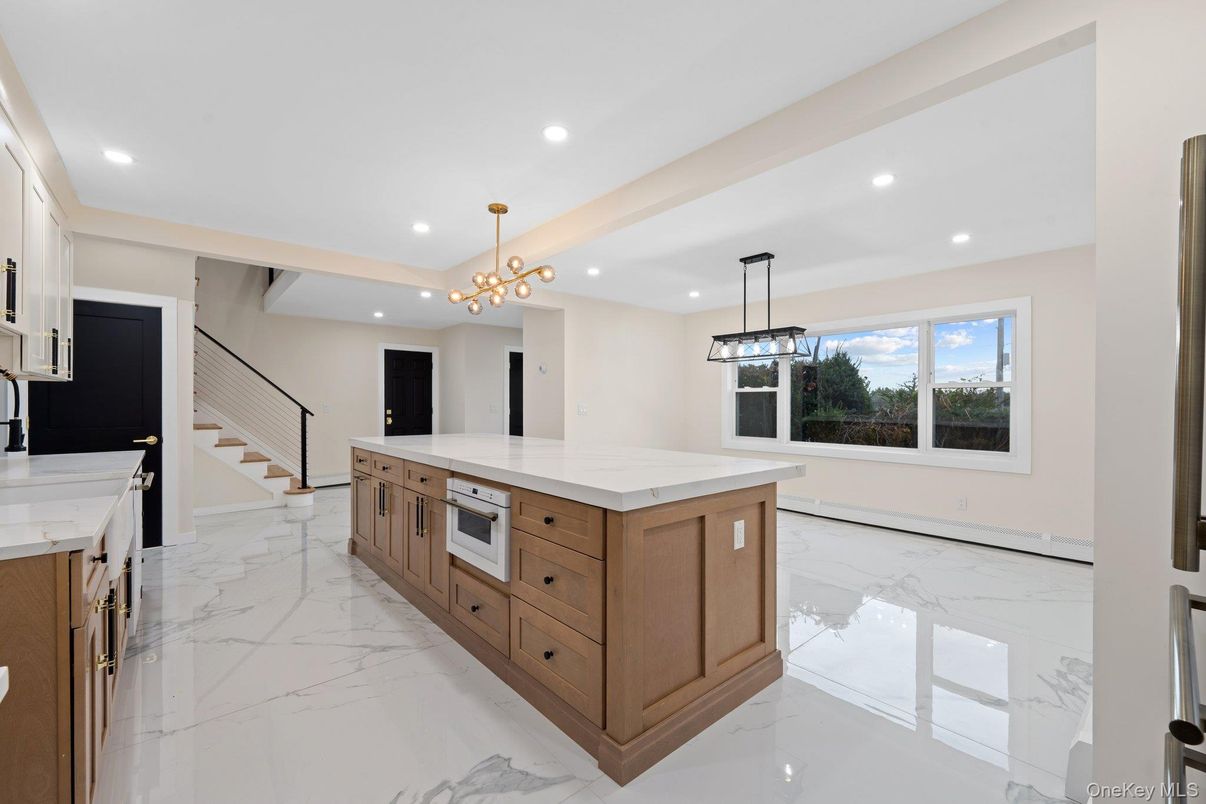 Interior, Kitchen, Marble, Pendant Lights, Recessed Lighting
