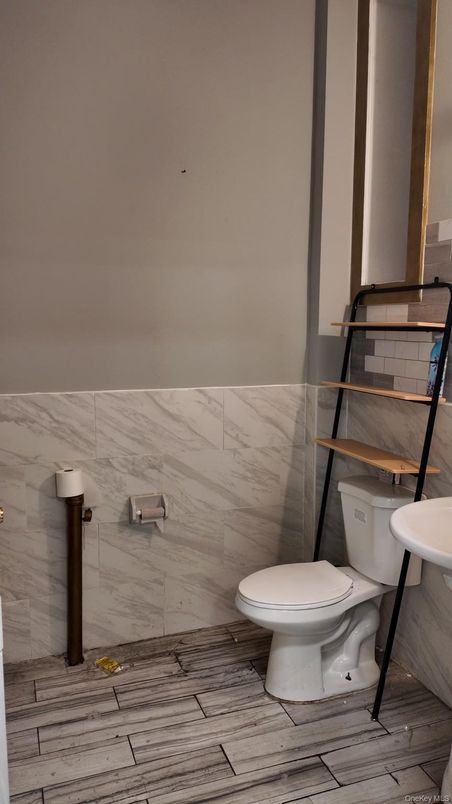 Bathroom, Interior, Marble Walls, Wood Texture Flooring