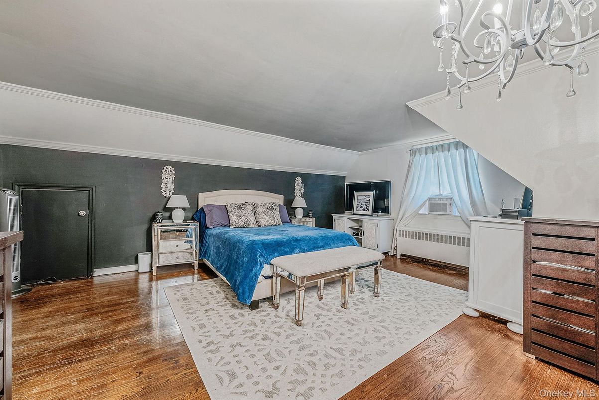 Bedroom, Chandelier, Interior, Wood Texture Flooring