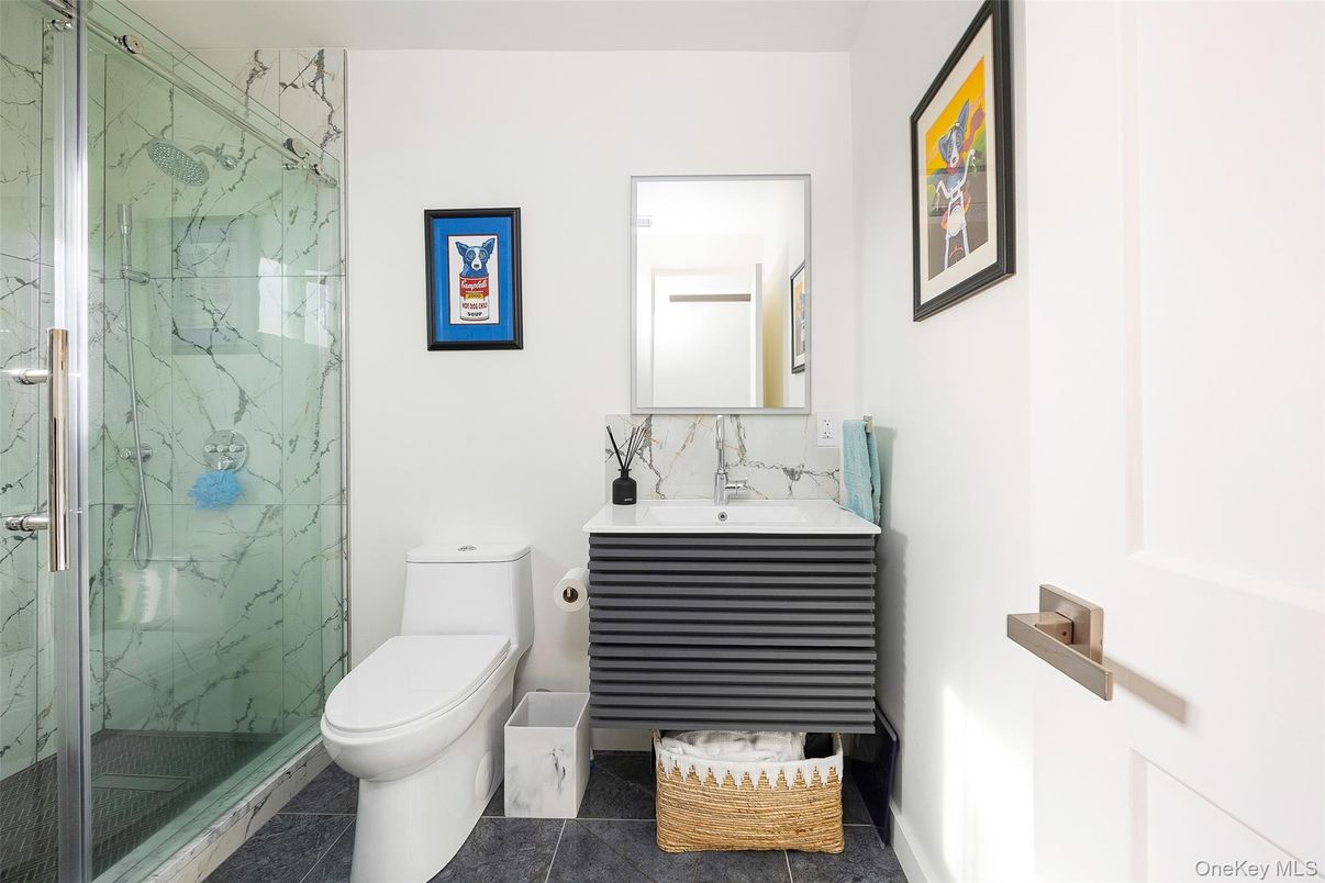 Bathroom, Glass Shower, Interior, Marble Walls