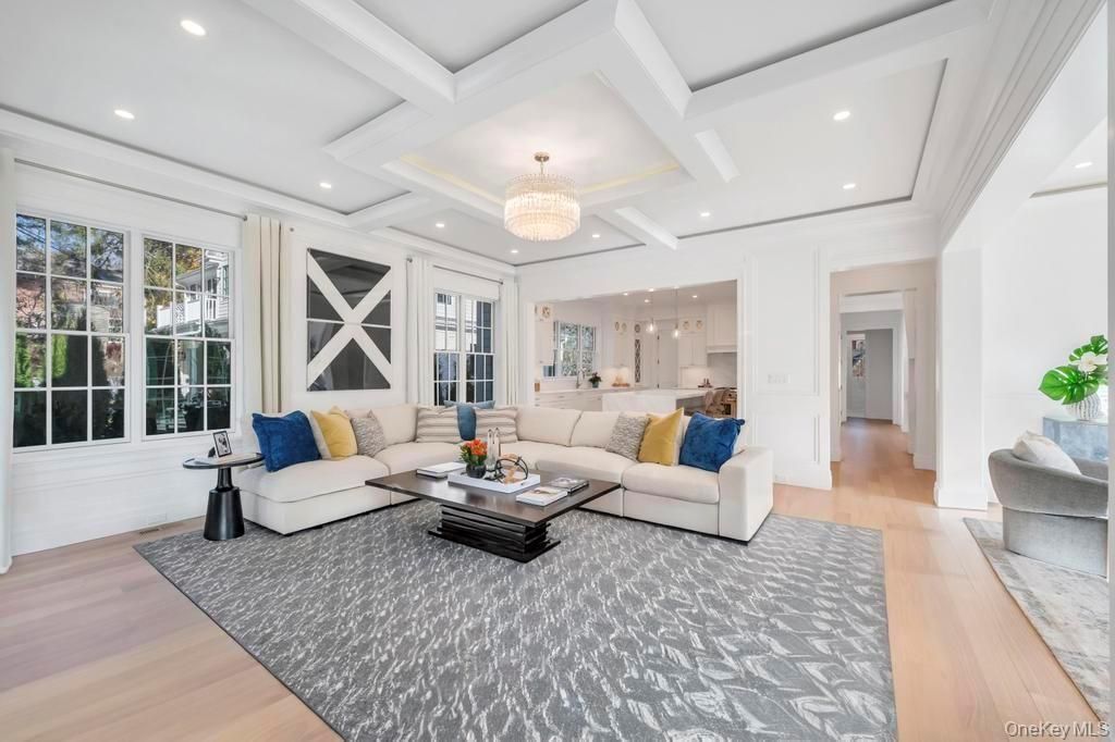 Chandelier, Interior, Living room, Recessed Lighting, Wood Texture Flooring