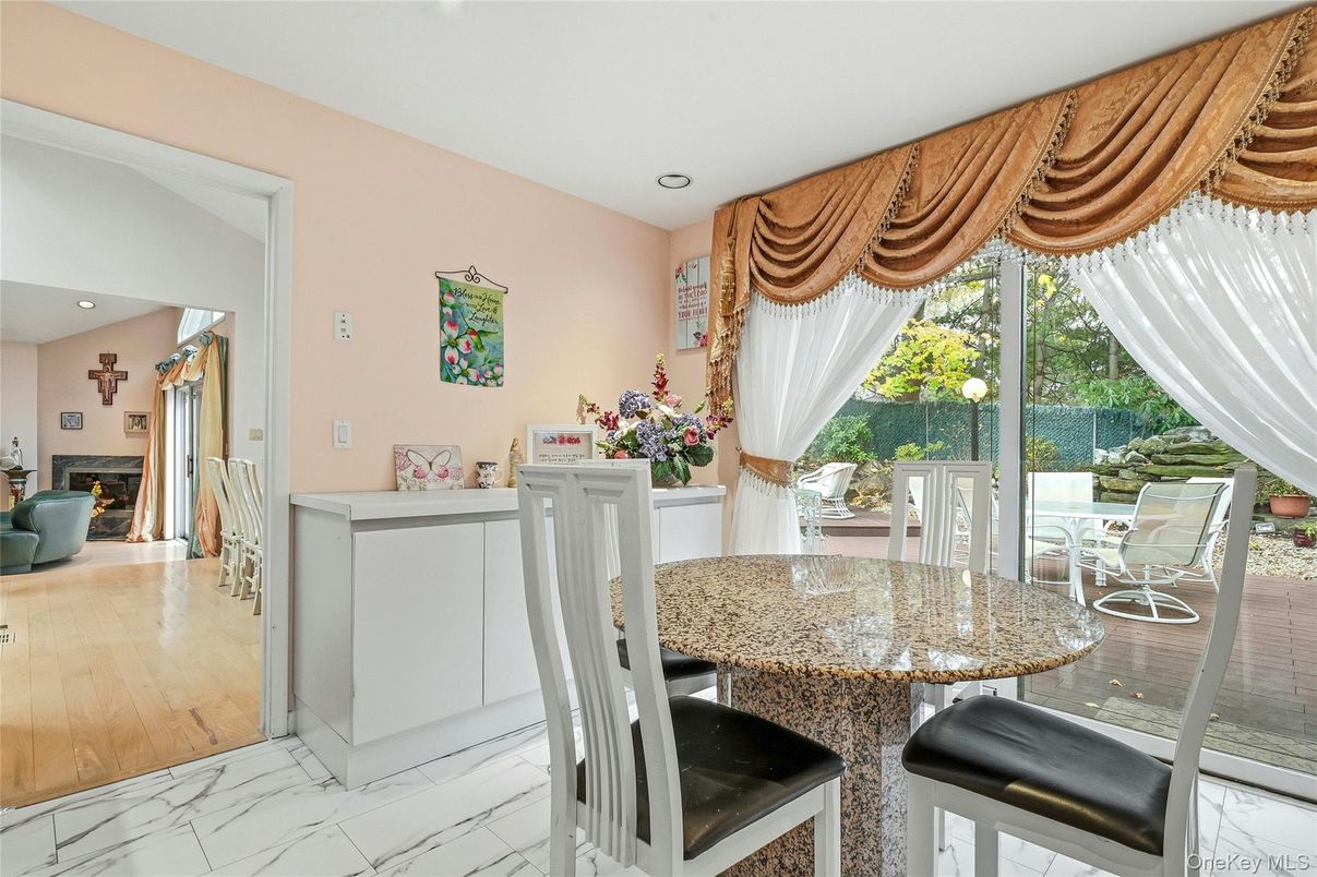 Dining room, Interior, Marble, Recessed Lighting, Wood Texture Flooring