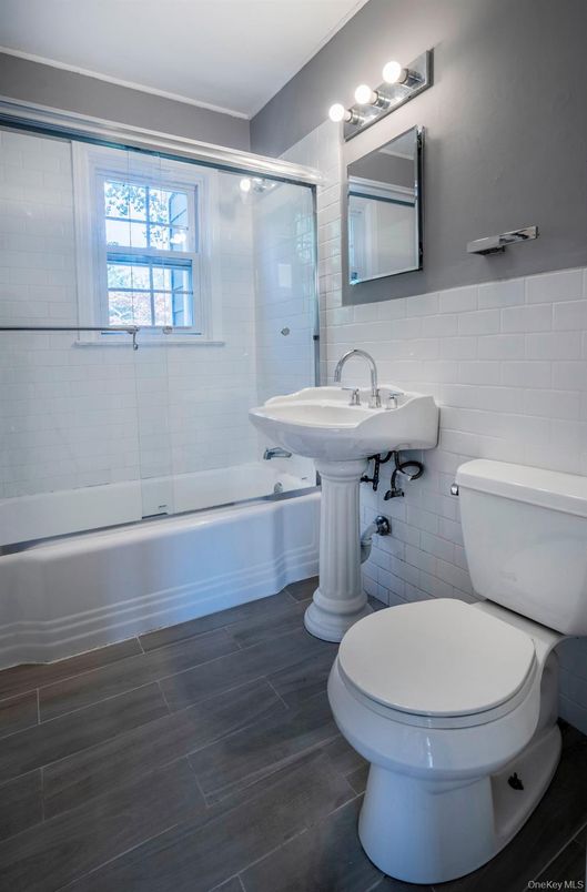 Bathroom, Glass Shower, Interior, Wood Texture Flooring