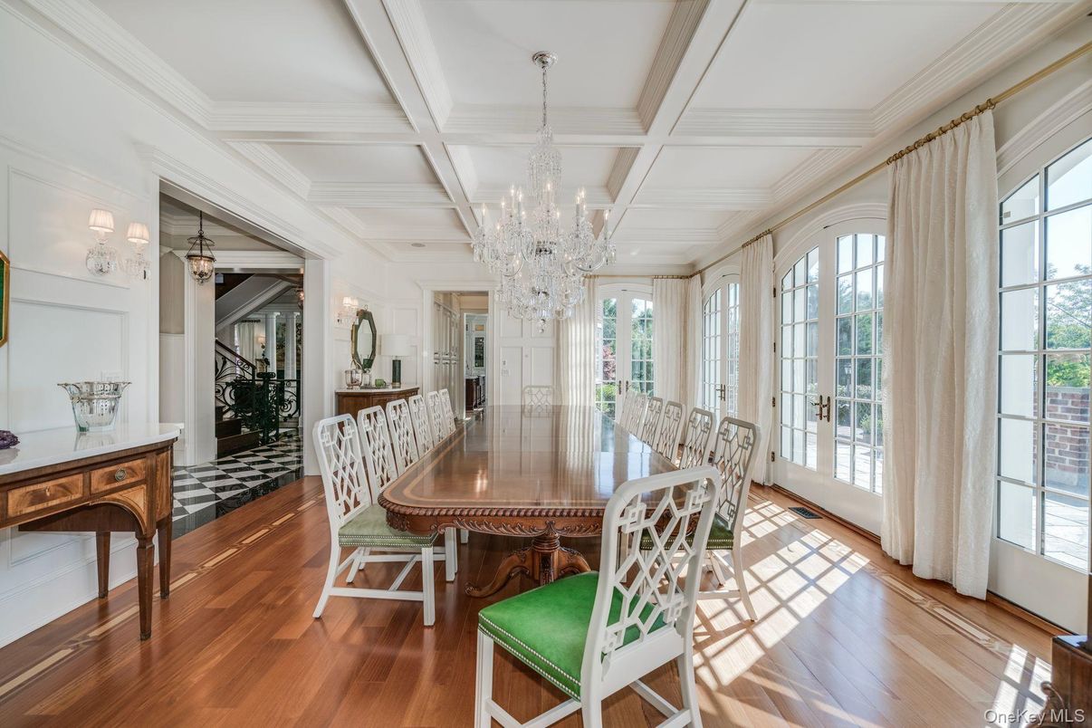Chandelier, Dining room, Interior, Wood Texture Flooring