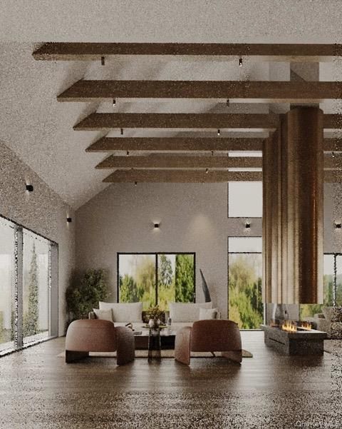 Fireplace, Interior, Living room, Wooden Beams, Wood Texture Flooring