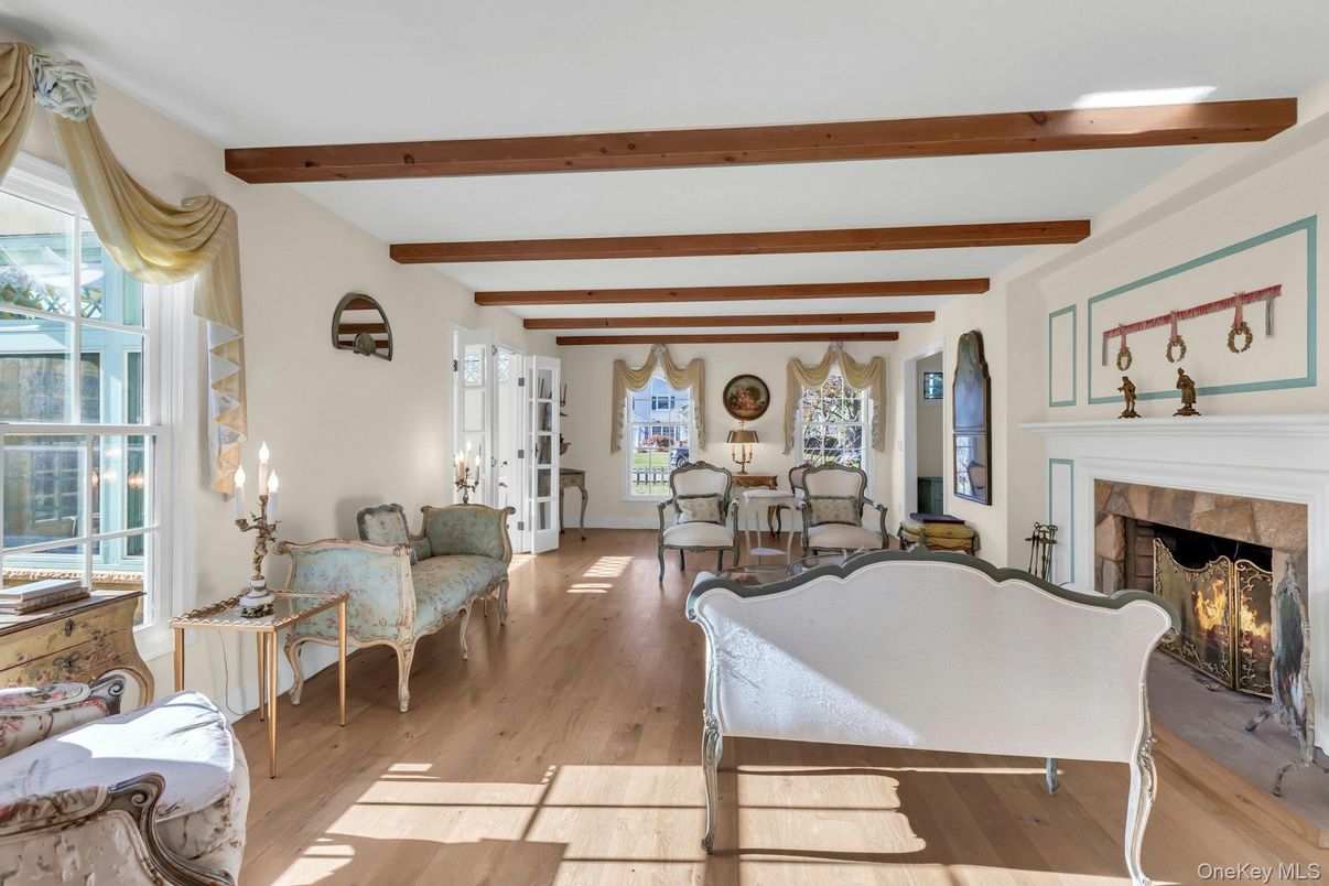 Fireplace, Interior, Living room, Wooden Beams, Wood Texture Flooring