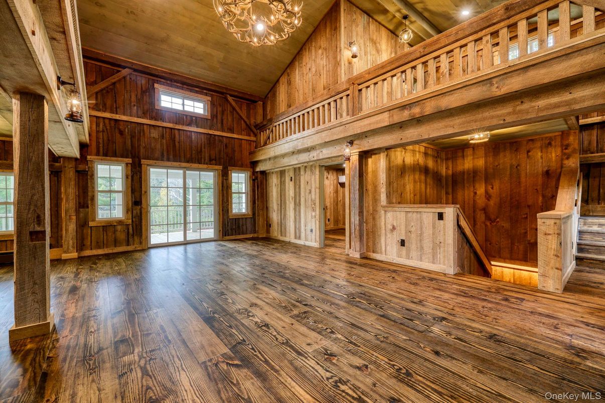 Chandelier, Empty room, Interior, Wooden Beams, Wooden Ceilings, Wood Texture Flooring, Wooden Walls