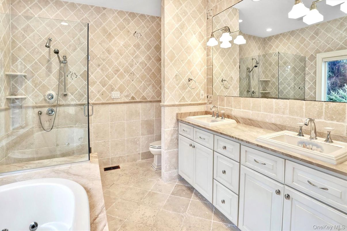 Bathroom, Dual Sink Vanities, Glass Shower, Interior, Recessed Lighting