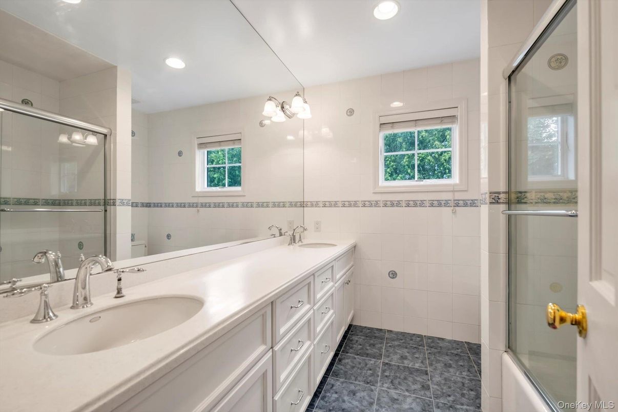 Bathroom, Dual Sink Vanities, Glass Shower, Interior, Recessed Lighting