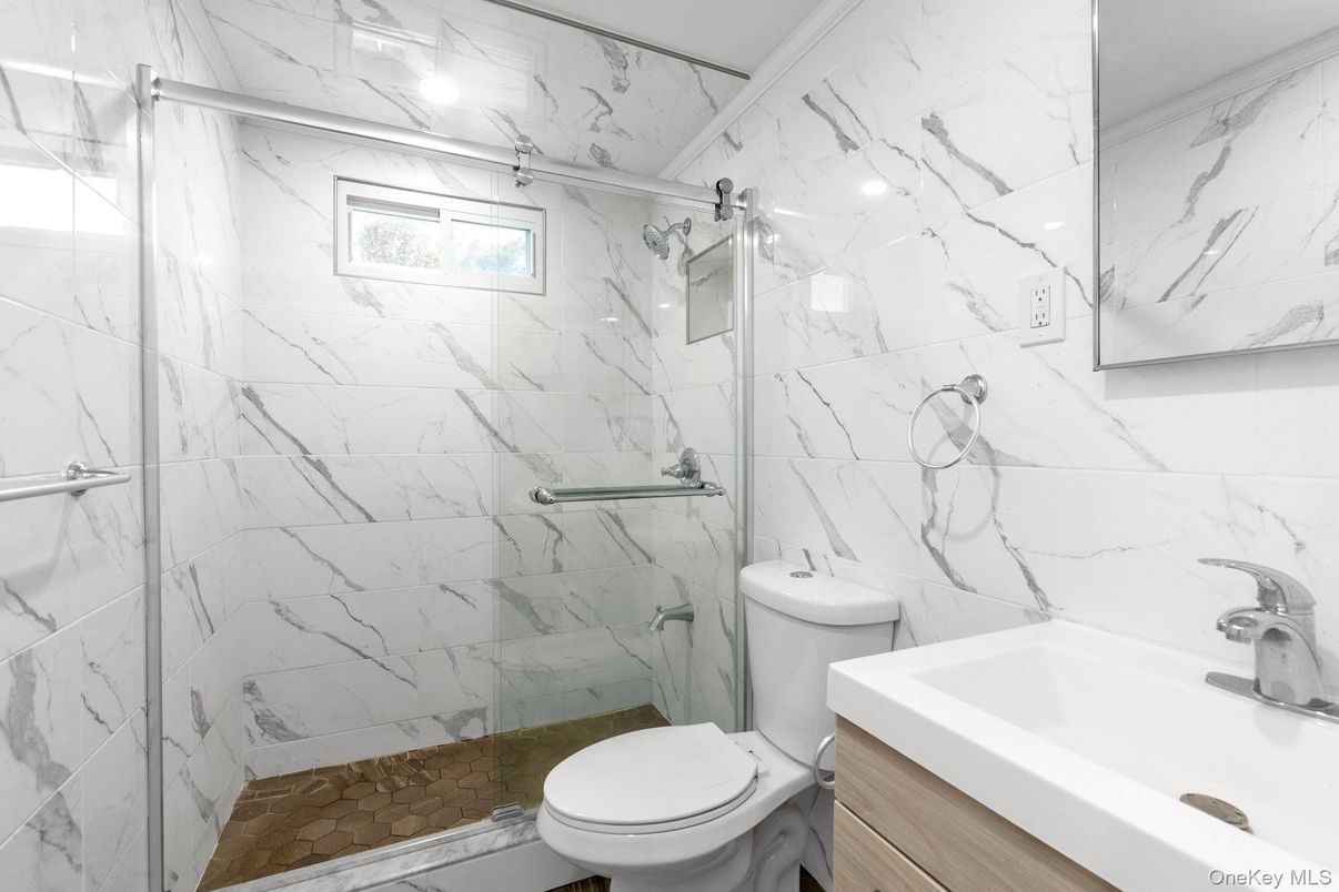 Bathroom, Glass Shower, Interior, Marble Walls