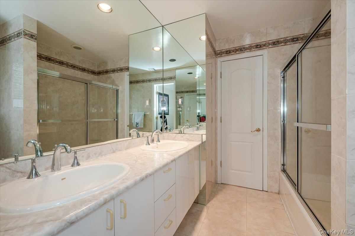 Bathroom, Dual Sink Vanities, Glass Shower, Interior, Recessed Lighting
