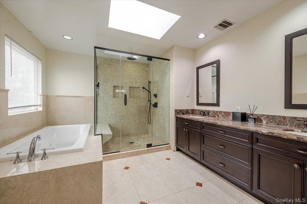 Bathroom, Dual Sink Vanities, Glass Shower, Interior, Recessed Lighting