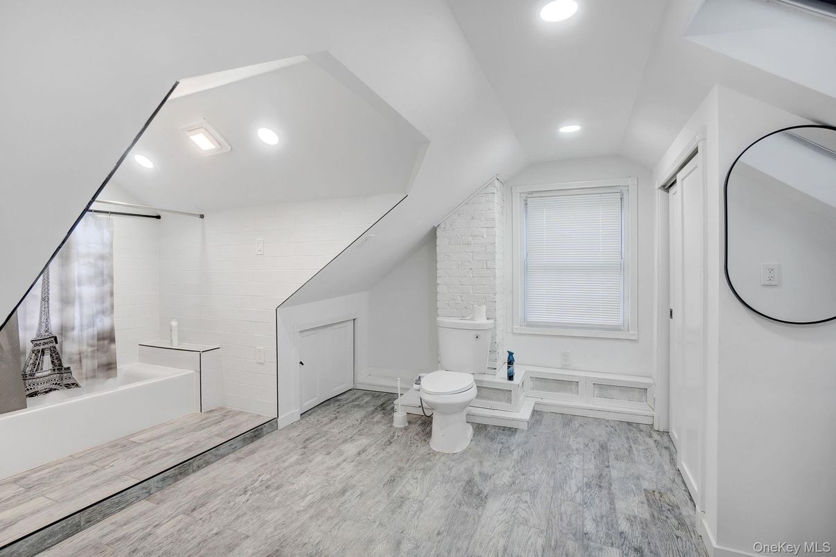 Bathroom, Interior, Recessed Lighting, Wood Texture Flooring