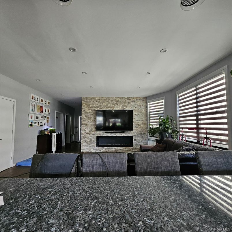 Interior, Living room, Recessed Lighting, Stone Walls