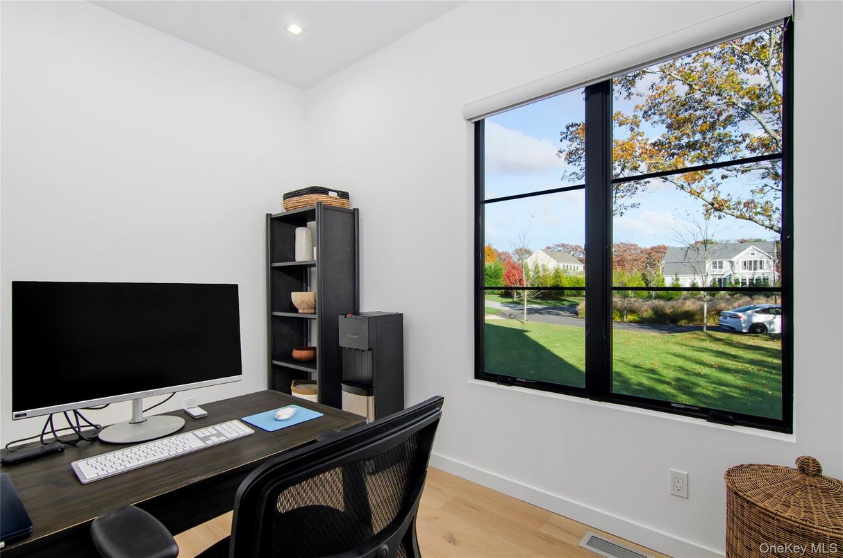 Home Office, Interior, Recessed Lighting, Wood Texture Flooring