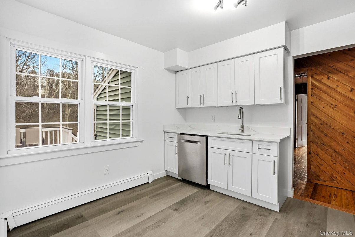 Interior, Kitchen, Stainless Steel Appliances, Wood Texture Flooring, Wooden Walls