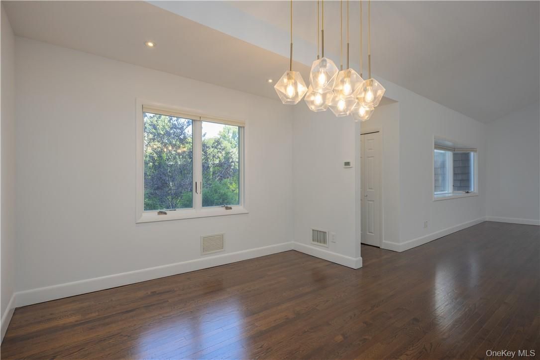 Empty room, Interior, Pendant Lights, Recessed Lighting, Wood Texture Flooring