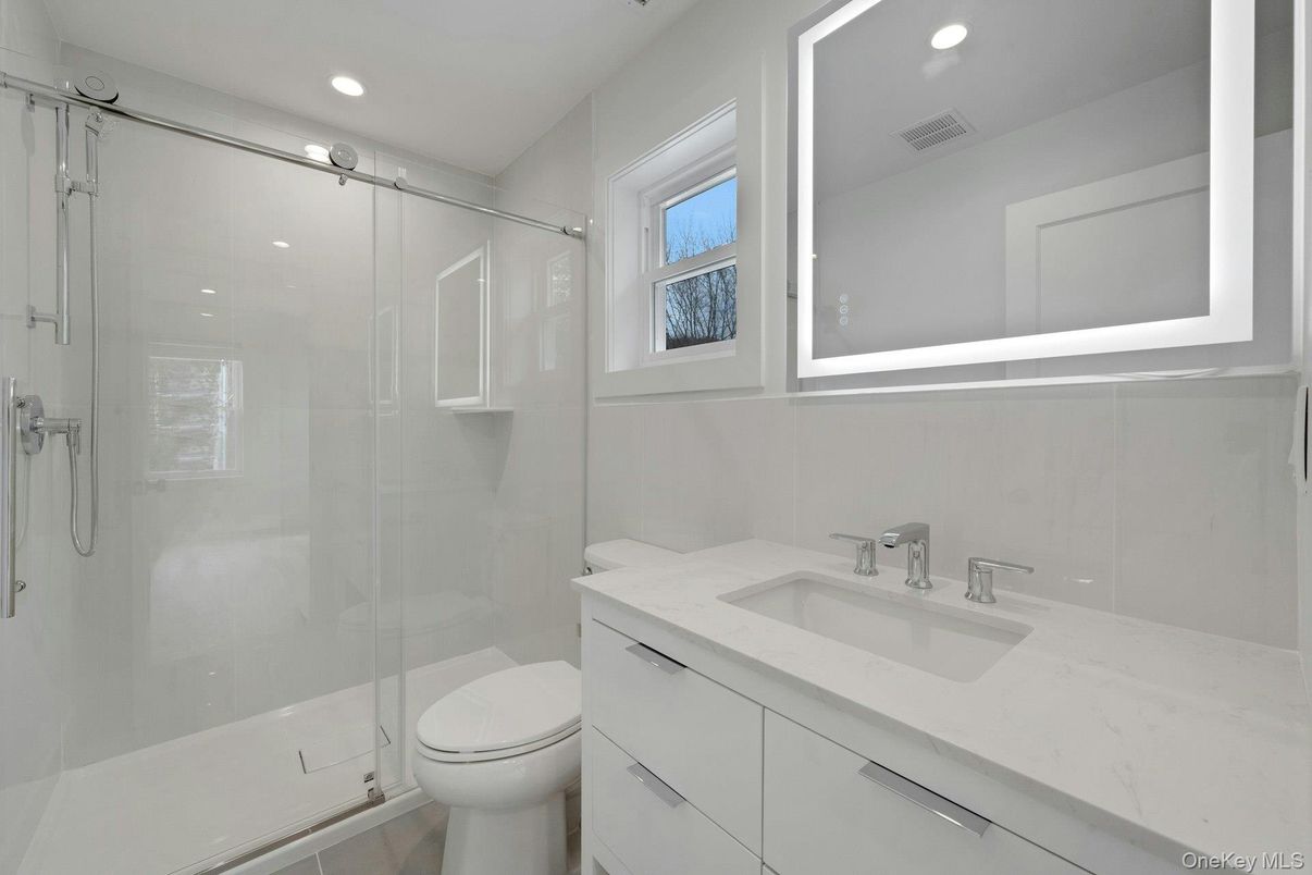 Bathroom, Glass Shower, Interior, Recessed Lighting