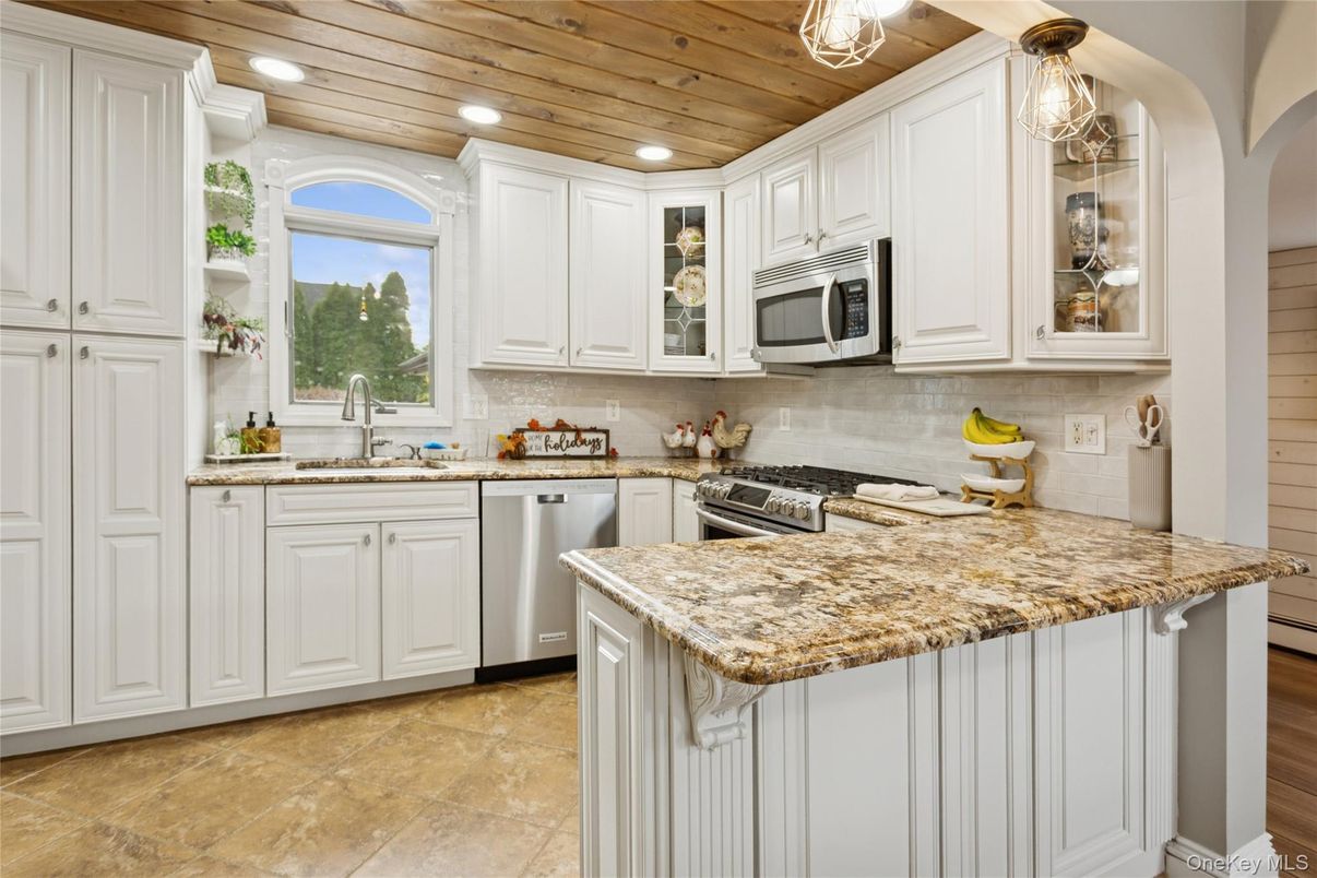 Interior, Kitchen, Recessed Lighting, Stainless Steel Appliances, Wooden Ceilings