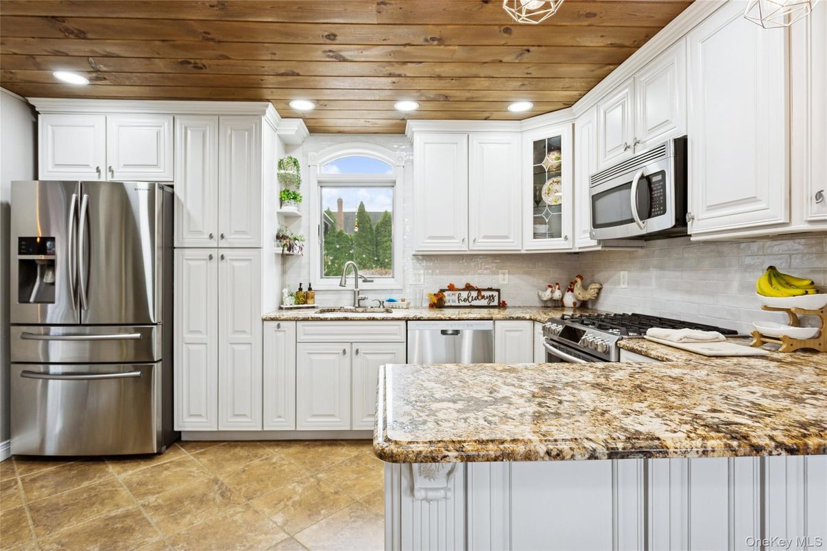 Interior, Kitchen, Recessed Lighting, Stainless Steel Appliances, Wooden Ceilings