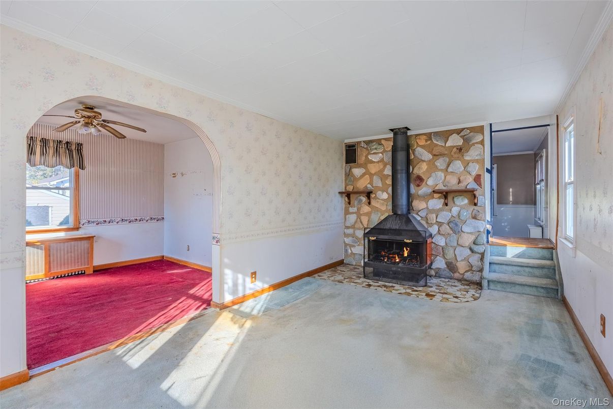 Empty room, Fireplace, Interior, Stone Walls