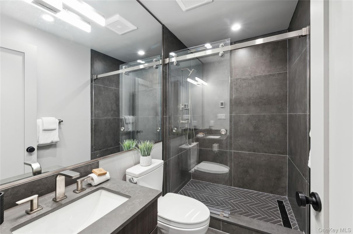 Bathroom, Glass Shower, Interior, Recessed Lighting