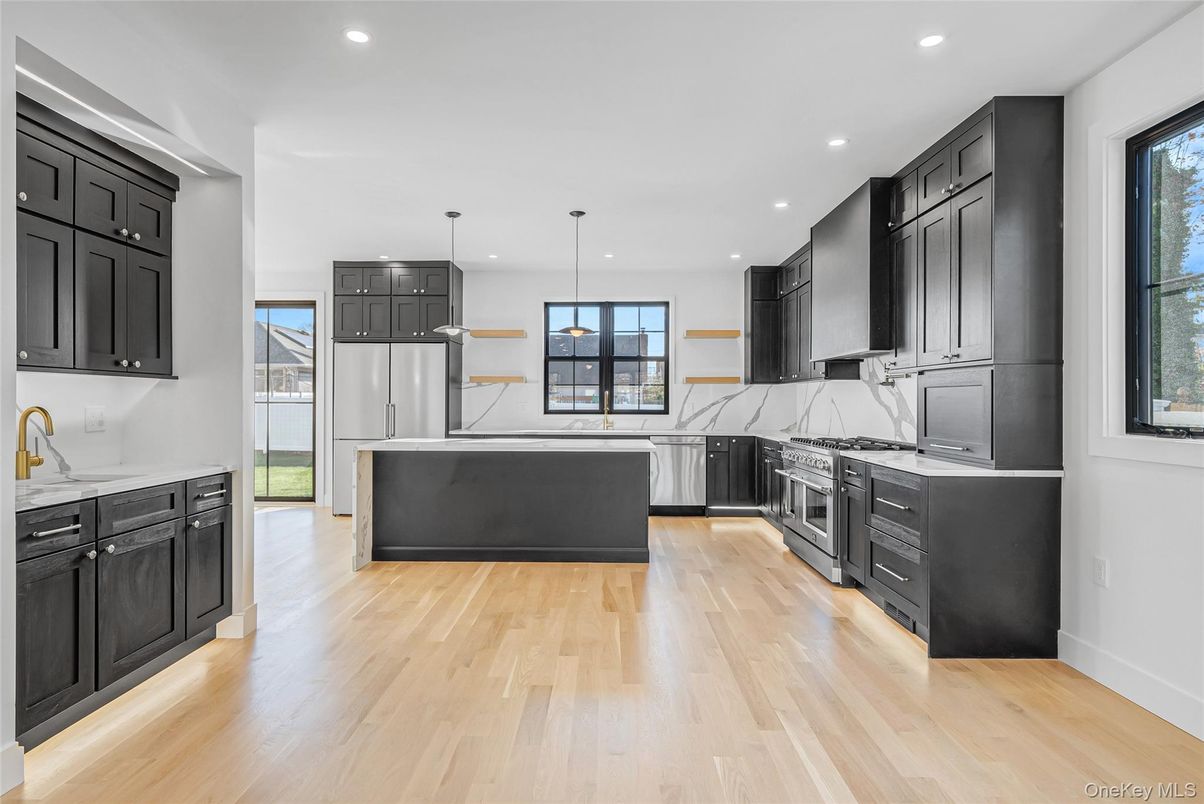 Interior, Kitchen, Pendant Lights, Recessed Lighting, Wood Texture Flooring