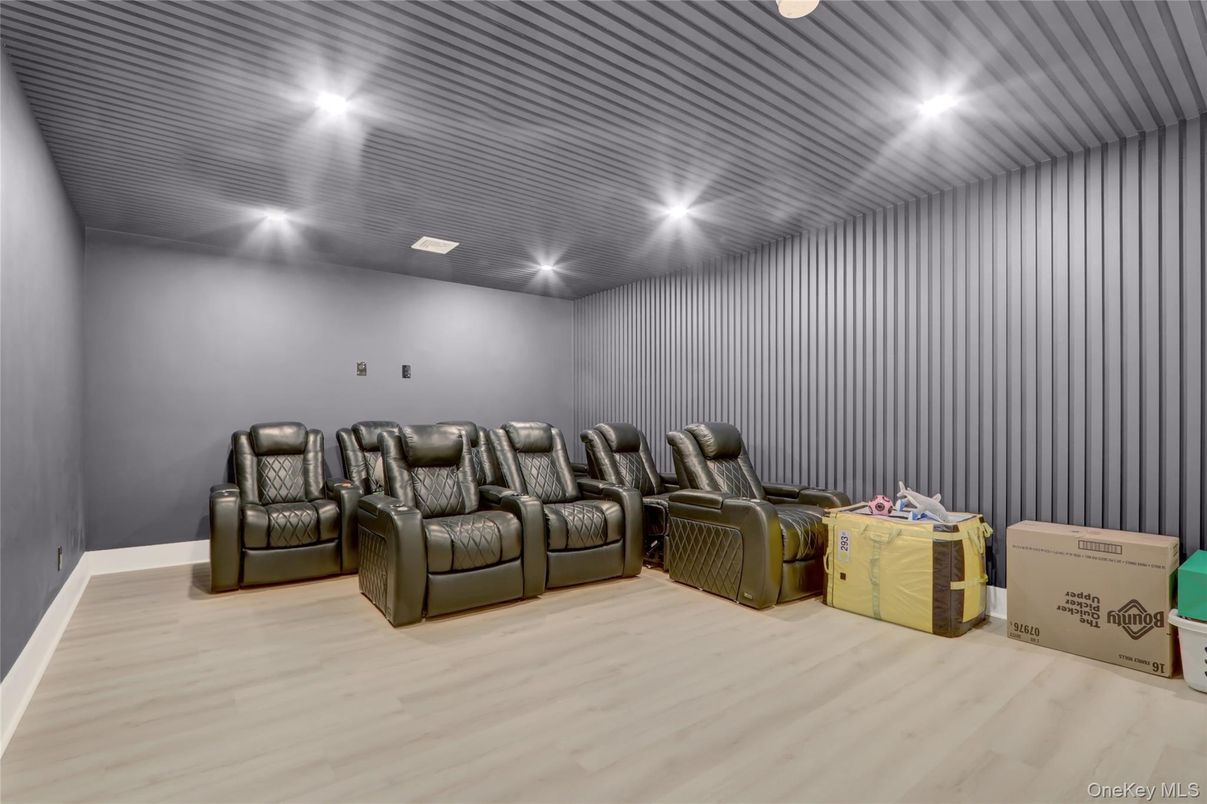 Home Theatre Room, Interior, Recessed Lighting, Theatre Room, Wood Texture Flooring